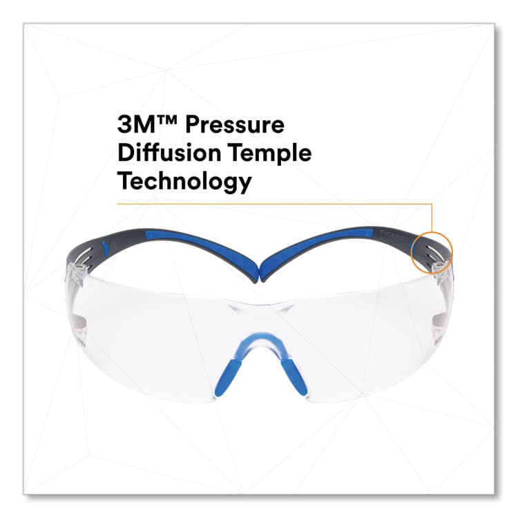 3M/COMMERCIAL TAPE DIV. SecureFit 400 Protective Eyewear, Frameless, Black/Blue Arms, Clear Single Lens (MMMSF401SGAFBLU) thumbnail 2