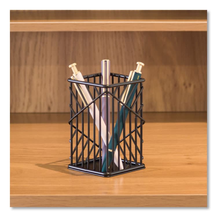 U BRANDS Vena Pencil Cup, 2.76"w x 2.76"d x 4.41"h, Black (UBR3835U0624) thumbnail 2