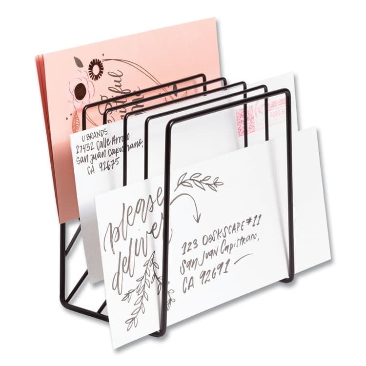 U BRANDS Vena Wire Letter Sorter, 5 Sections, Assorted Sizes, 3.94 x 5.24 x 6.1, Black (UBR3841U0312) thumbnail 2