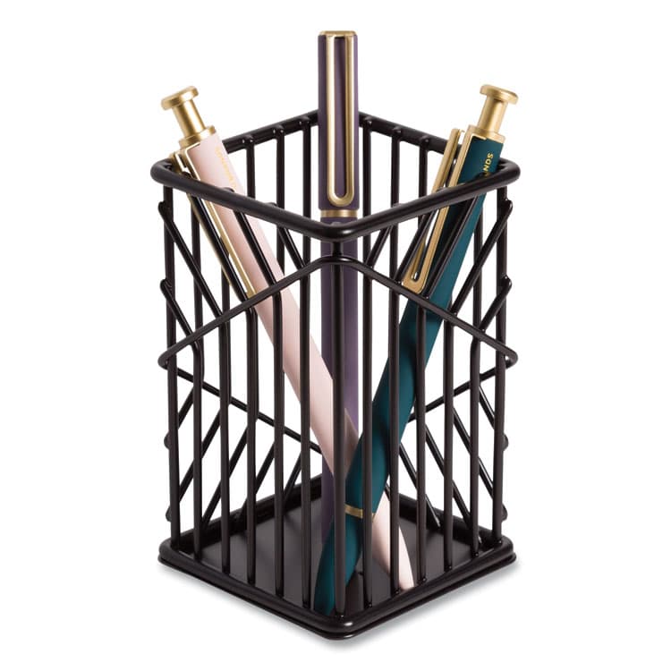 U BRANDS Vena Pencil Cup, 2.76"w x 2.76"d x 4.41"h, Black (UBR3835U0624) thumbnail 3