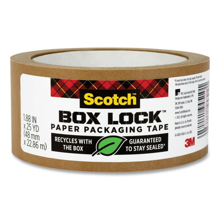 3M/COMMERCIAL TAPE DIV. Box Lock Paper Packaging Tape, 3" Core, 1.88" x 25 yds, Brown (MMM7850238GC)