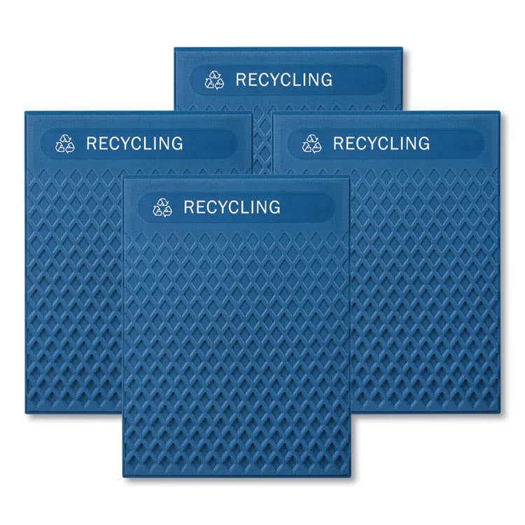 RUBBERMAID COMMERCIAL PROD. Medium Prelabeled Recycled Waste Panels for Tailor and Landmark Series Containers, 20.72" x 0.5" x 27.95", Blue, 4/Carton (RCP2182677)