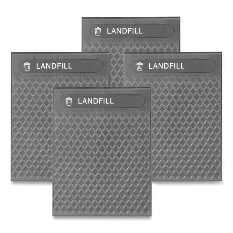 RUBBERMAID COMMERCIAL PROD. Medium Prelabeled Landfill Waste Panels for Tailor and Landmark Series Containers, 20.72" x 0.5" x 27.95", Black, 4/Carton (RCP2182671)