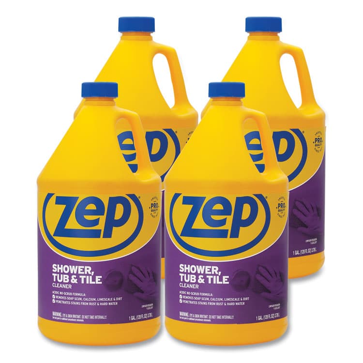ZEP . Shower Tub and Tile Cleaner, Pleasant Scent, 1 gal, 4/Carton (ZPEZUSTT128A)