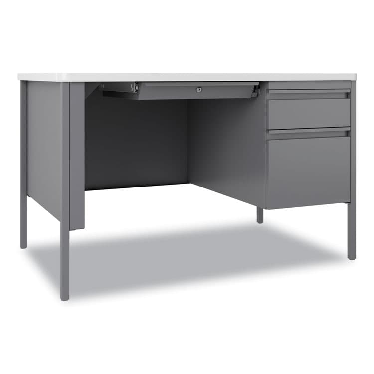 HIRSH INDUSTRIES SPACE SOLUTIONS Teachers Pedestal Desks, One Right-Hand Pedestal: Box/File Drawers, 48" x 30" x 29.5", White/Platinum (HID22653)