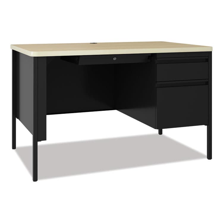 HIRSH INDUSTRIES SPACE SOLUTIONS Teachers Pedestal Desks, One Right-Hand Pedestal: Box/File Drawers, 48" x 30" x 29.5", Maple/Black (HID24344)