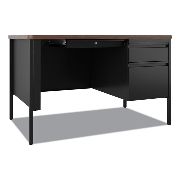 HIRSH INDUSTRIES SPACE SOLUTIONS Teachers Pedestal Desks, One Right-Hand Pedestal: Box/File Drawers, 48" x 30" x 29.5", Walnut/Black (HID22652)