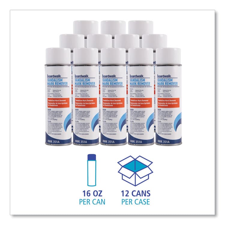 BOARDWALK Vandalism Mark Remover, 15 oz Aerosol Spray, 12/Carton (BWK351ACT) thumbnail 4