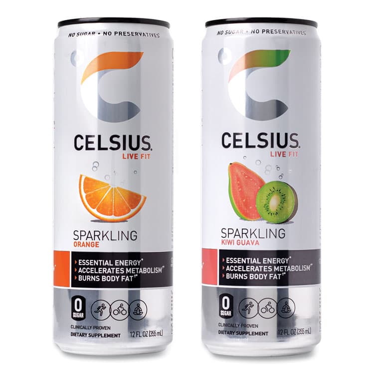 CELSIUS Live Fit Variety Pack, Kiwi Guava and Orange, 12 oz Can, 24/Carton (GRR22002166) thumbnail 2