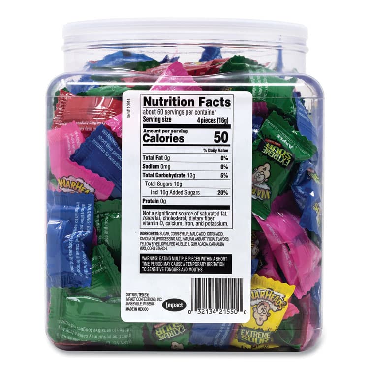 IMPACT CONFECTIONS Xtreme Sour Hard Candy, Assorted Flavors, 34 oz Tub (GRR22002140) thumbnail 4