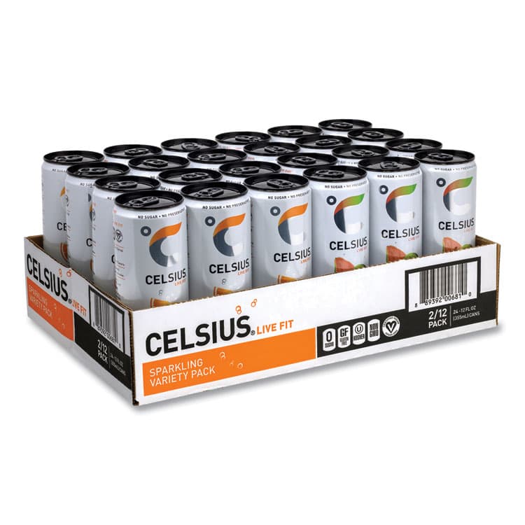 CELSIUS Live Fit Variety Pack, Kiwi Guava and Orange, 12 oz Can, 24/Carton (GRR22002166)