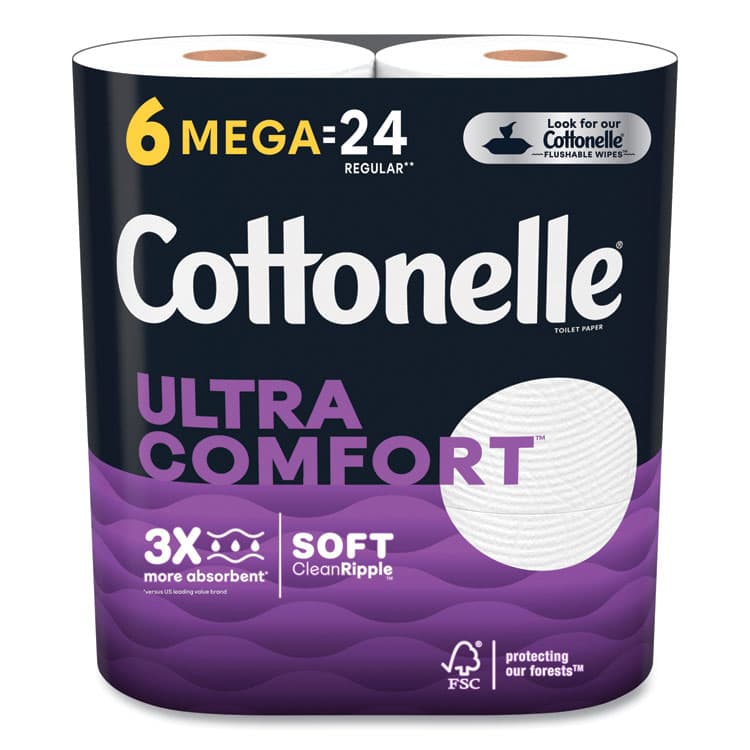 KIMBERLY CLARK Ultra ComfortCare Toilet Paper, Soft Tissue, Septic Safe, 2-Ply, White, 284 Sheets/Roll, 6 Rolls/Pack, 36 Rolls/Carton (KCM55707)