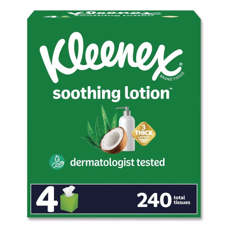 KIMBERLY CLARK Soothing Lotion Facial Tissue, 3-Ply, White, 60 Sheets/Box, 4 Boxes/Pack, 8 Packs/Carton (KCM54289)