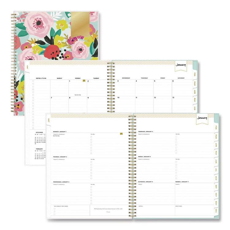 BLUE SKY Day Designer Secret Garden Mint Frosted Weekly/Monthly Planner, Floral Artwork, 11 x 8.5, 12-Month (Jan to Dec): 2026 (BLS140101)