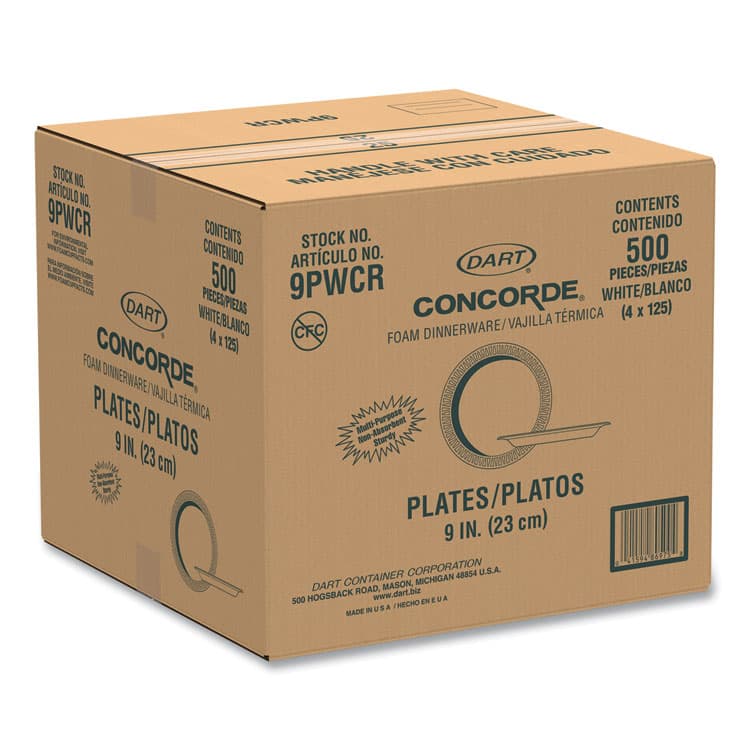 DART Concorde Non-Laminated Foam Plates, 9" dia, White, 125/Pack (DCC9PWCRPK) thumbnail 2