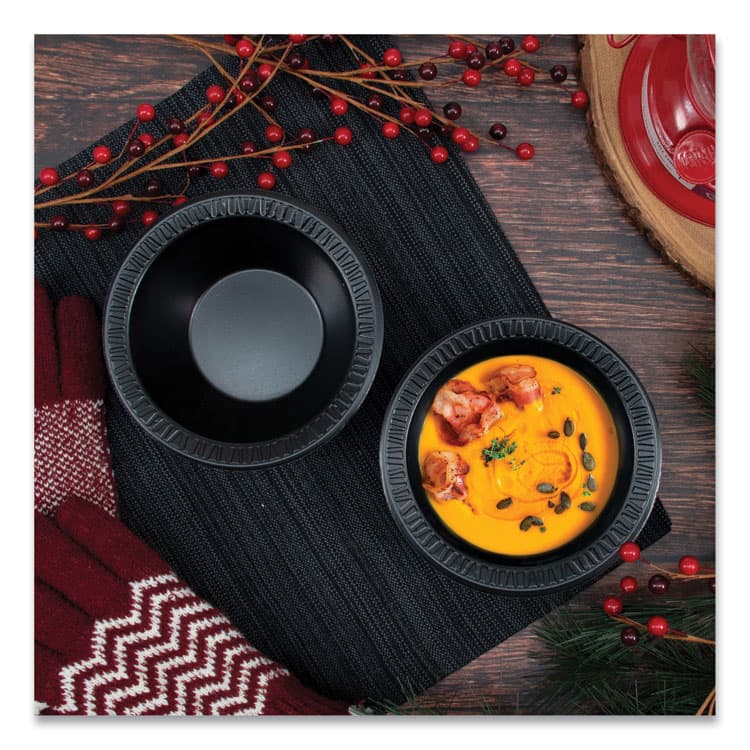 DART Quiet Classic Laminated Foam Dinnerware, Bowl, 12 oz, Black, 1,000/Carton (DCC12BWBQR) thumbnail 4