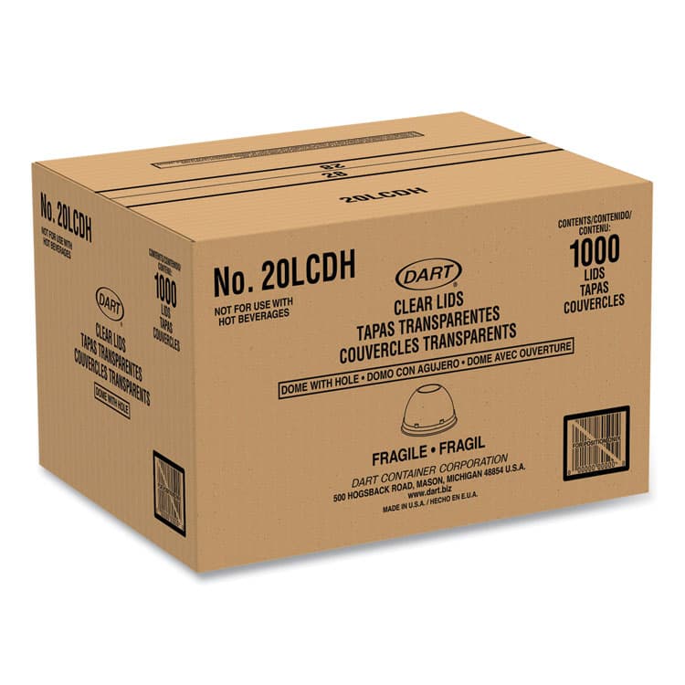 DART Cappuccino Dome Sipper Lids, Fits 30 oz to 32 oz Hot Cups, Plastic, Clear, 50/Pack, 20 Packs/Carton (DCC20LCDH) thumbnail 2