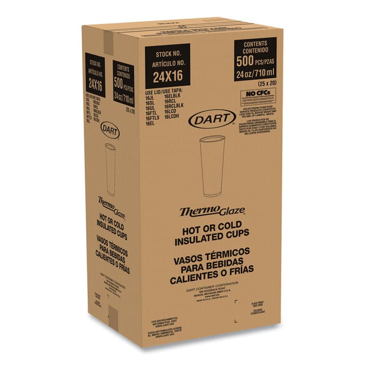 DART Cafe G Foam Hot/Cold Cups, 24 oz, Brown/Green/White, 20/Bag, 25 Bags/Carton (DCC24X16G) thumbnail 2