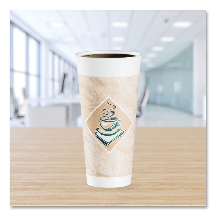 DART Cafe G Foam Hot/Cold Cups, 24 oz, Brown/Green/White, 20/Bag, 25 Bags/Carton (DCC24X16G) thumbnail 4