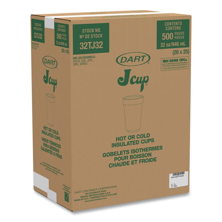DART Coca-Cola Foam Cups, 32 oz, White/Red, 25/Bag, 20 Bags/Carton (DCC32TJ32C) thumbnail 2