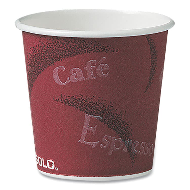 DART Single-Sided Poly Paper Hot Cups, 4 oz, Bistro Design, 50/Pack, 20 Packs/Carton (SCC374SI)