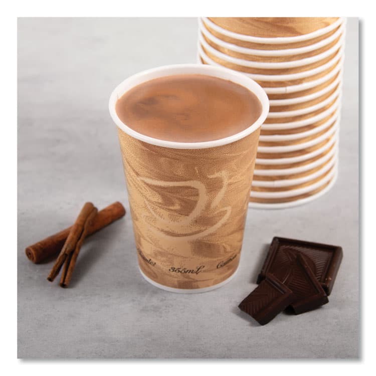 DART Mistique Polycoated Hot Paper Cups, 12 oz, Brown, 50/Sleeve, 20 Sleeves/Carton (SCC412MSN) thumbnail 4