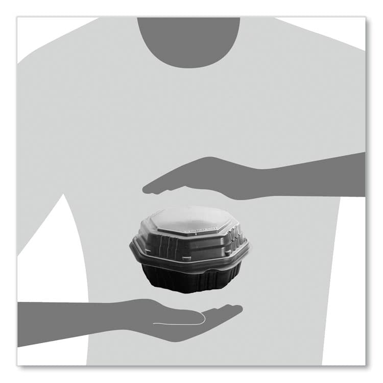 DART OctaView Hinged-Lid Hot Food Containers, 6.3 x 3.1 x 1.5, Black/Clear, Plastic, 200/Carton (SCC806011PP94) thumbnail 3