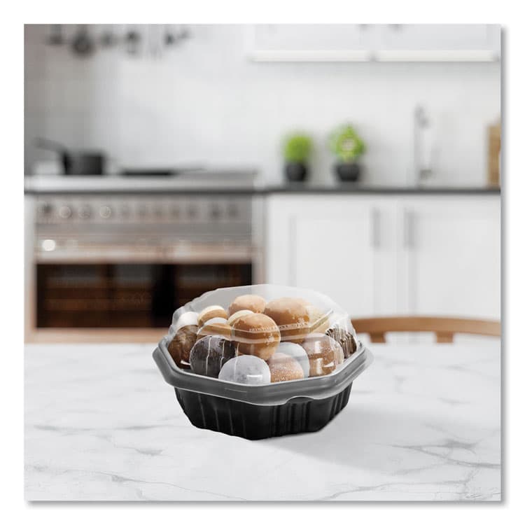 DART OctaView Hinged-Lid Hot Food Containers, 6.3 x 1.2 x 1.2, Black/Clear, Plastic, 200/Carton (SCC806012PP94) thumbnail 3