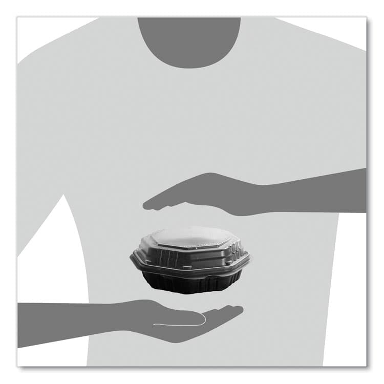 DART OctaView Hinged-Lid Hot Food Containers, 6.3 x 1.2 x 1.2, Black/Clear, Plastic, 200/Carton (SCC806012PP94) thumbnail 4