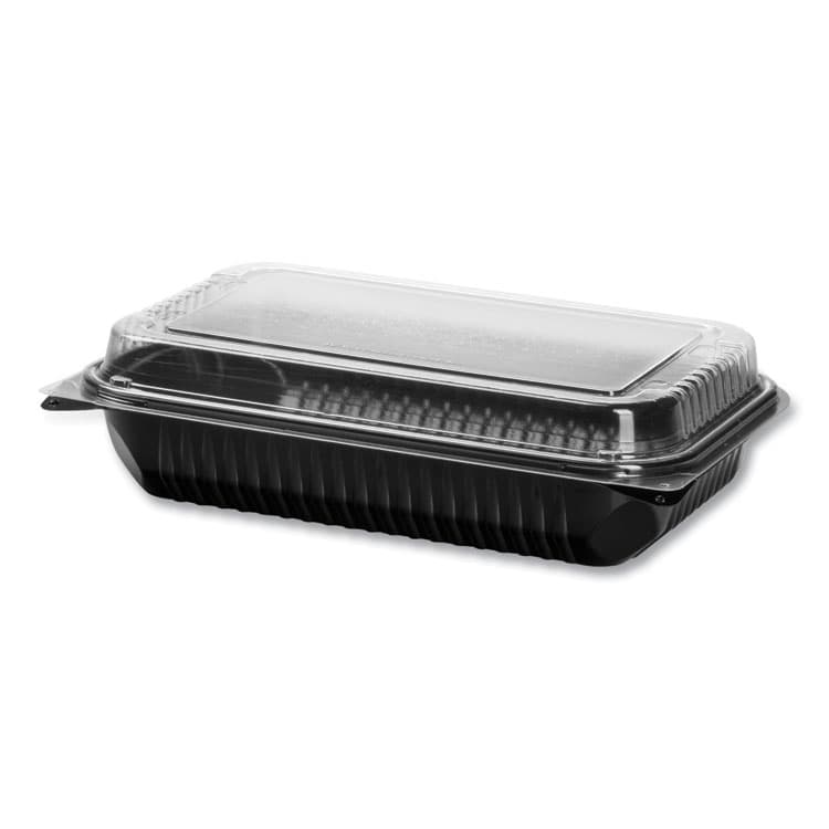 DART Hinged-Lid Dinner Box, 64 oz, 11.5 x 8.1 x 3, Black/Clear, Plastic, 100/Carton (SCC919017PM94)