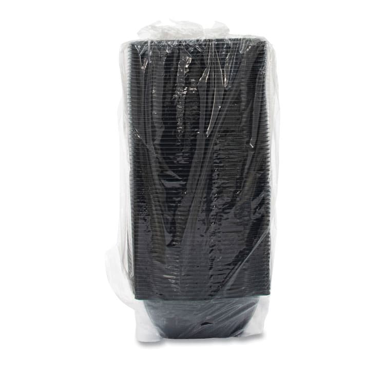 DART PresentaBowls Pro Black Square Bowls, 64 oz, 8.5 x 8.5 x 3.3, Plastic, 63/Bag, 4 Bags/Carton (DCCB64SB) thumbnail 2