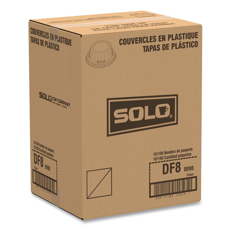 DART Flat-Top Dome PET Plastic Lids, For 6 oz to 10 oz Containers, 3.96" Diameter x 1.25" h, Clear, 1,000/Carton (SCCDF8) thumbnail 2