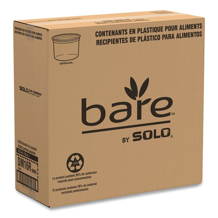 DART Bare Eco-Forward RPET Deli Containers, ProPlanet Seal, 16 oz, 4.6" Diameter x 3" h, Clear, Plastic, 500/Carton (SCCDM16R) thumbnail 3