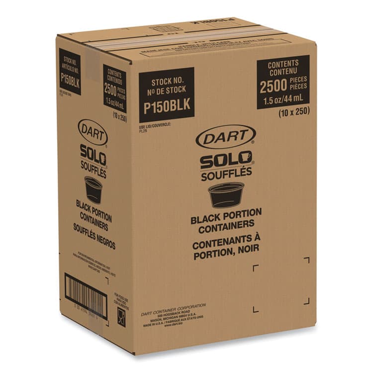 DART Portion Containers, 1.5 oz, Plastic, Black, 250/Bag, 10 Bags/Carton (SCCP150BLK) thumbnail 2