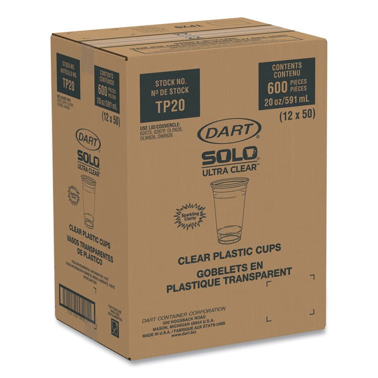 DART Ultra Clear Cups, 20 oz, Plastic, 50/Bag, 12 Bags/Carton (DCCTP20) thumbnail 2