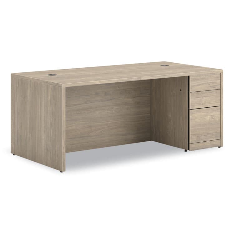 HON COMPANY 10500 Series Single Full-Height Pedestal Desk, Right: Box/Box/File, 72" x 36" x 29.5", Kingswood Walnut (HON105895RLKI1)