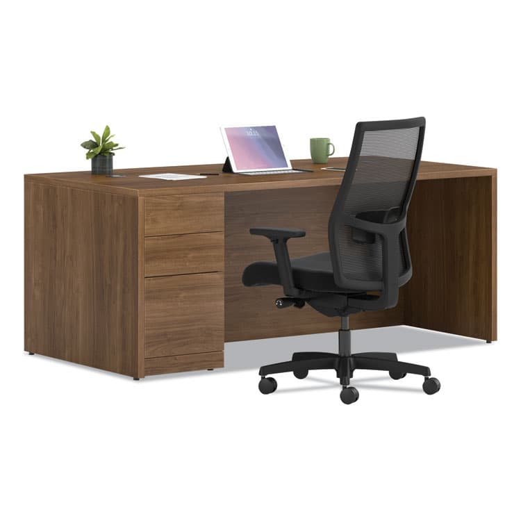 HON COMPANY 10500 Series "L" Workstation Single Pedestal Desk with Full-Height Pedestal, 72" x 36" x 29.5", Pinnacle (HON105896LPINC) thumbnail 3
