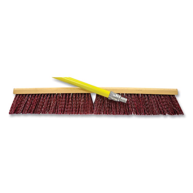 BOARDWALK Poly Push Broom Kit, 24" x 60" Metal Handle, Maroon/Yellow (BWK20324KIT)