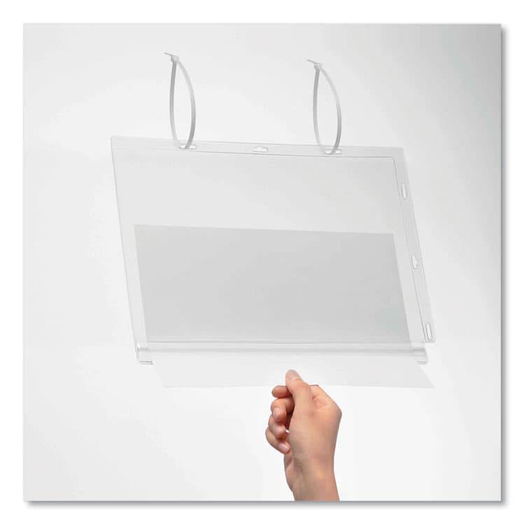 DURABLE OFFICE PRODUCTS CORP. Water Resistant Sign Holder Pockets with Cable Ties, 8.5 x 11, Clear Frame, 5/Pack (DBL502719) thumbnail 2