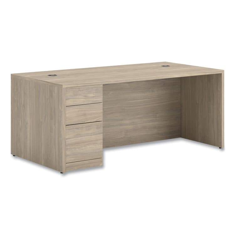 HON COMPANY 10500 Series Single Full-Height Pedestal Desk, Left: Box/Box/File, 72" x 36" x 29.5", Kingswood Walnut (HON105896LLKI1)