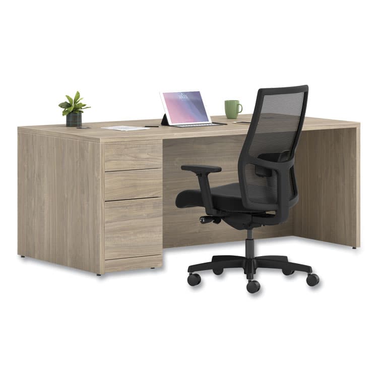 HON COMPANY 10500 Series Single Full-Height Pedestal Desk, Left: Box/Box/File, 72" x 36" x 29.5", Kingswood Walnut (HON105896LLKI1) thumbnail 4