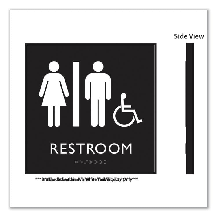 U. S. STAMP & SIGN ADA Sign, Unisex Accessible Restroom, Plastic, 8 x 8, Clear/White (USS66911) thumbnail 2