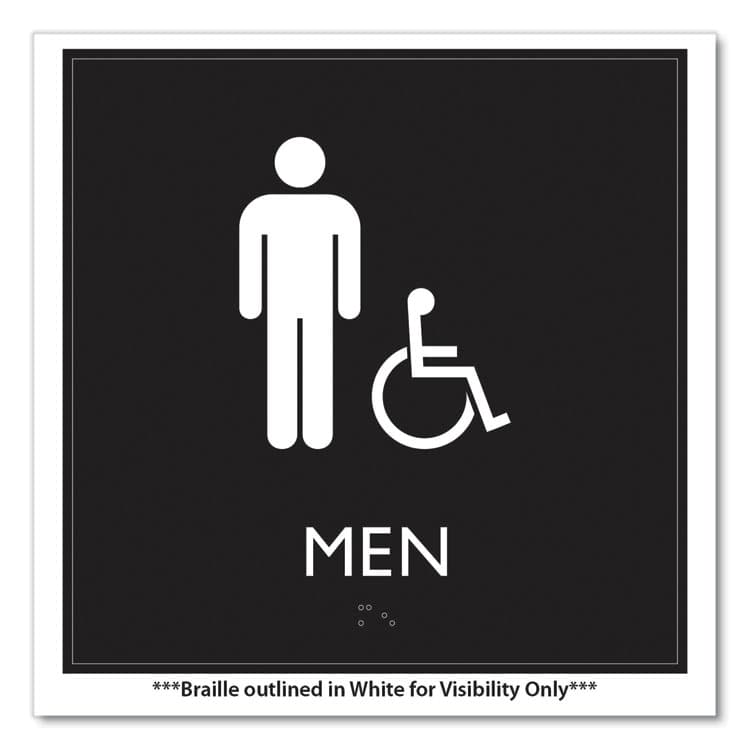 U. S. STAMP & SIGN ADA Sign, Men Accessible, Plastic, 8 x 8, Clear/White (USS66915) thumbnail 2