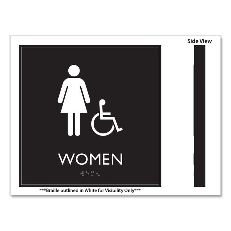 U. S. STAMP & SIGN ADA Sign, Women Accessible, Plastic, 8 x8, Clear/White (USS66913) thumbnail 2