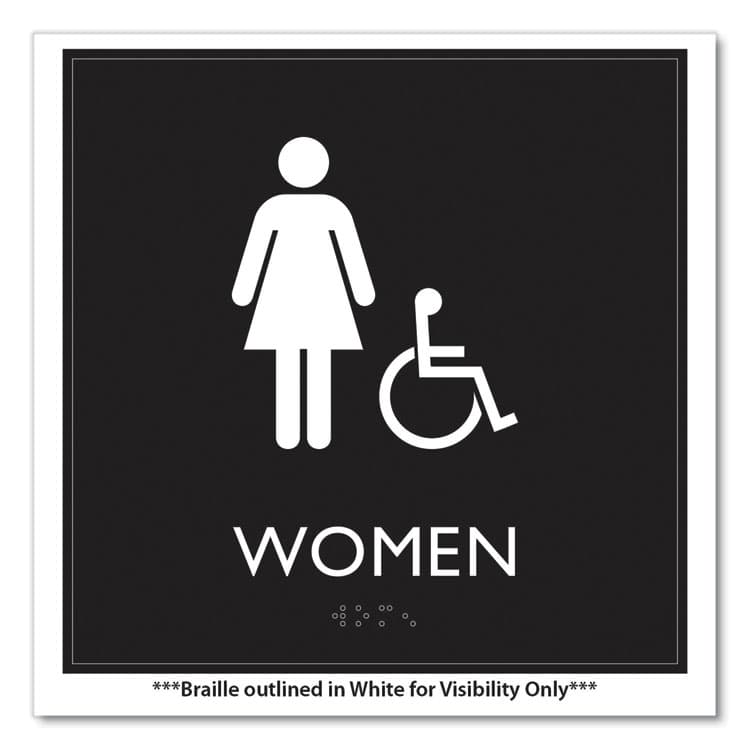 U. S. STAMP & SIGN ADA Sign, Women Accessible, Plastic, 8 x8, Clear/White (USS66913) thumbnail 3