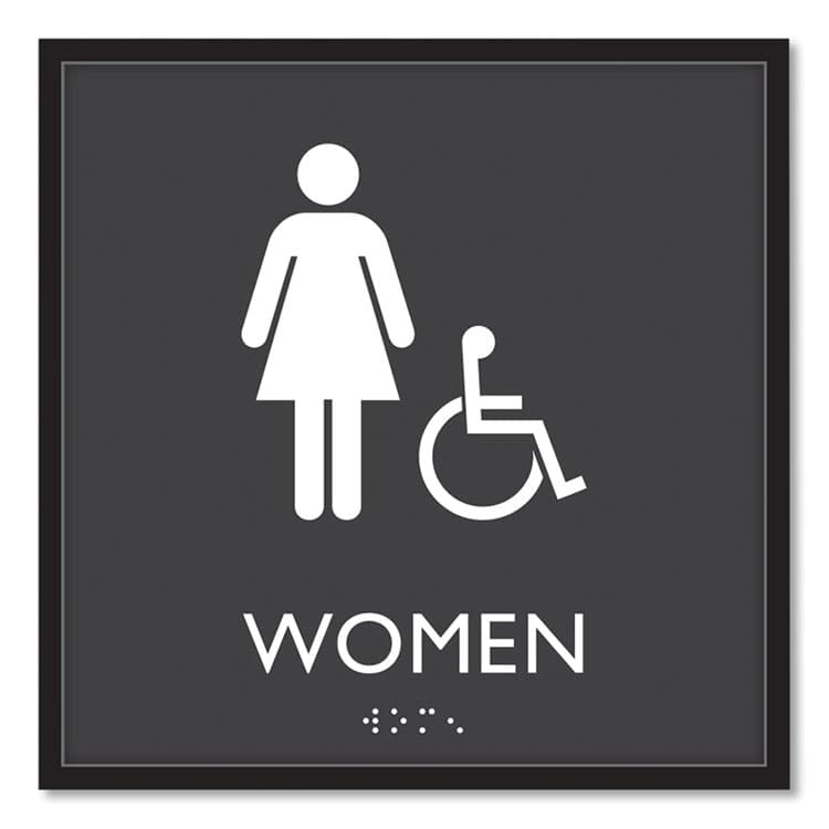 U. S. STAMP & SIGN ADA Sign, Women Accessible, Plastic, 8 x8, Clear/White (USS66913)