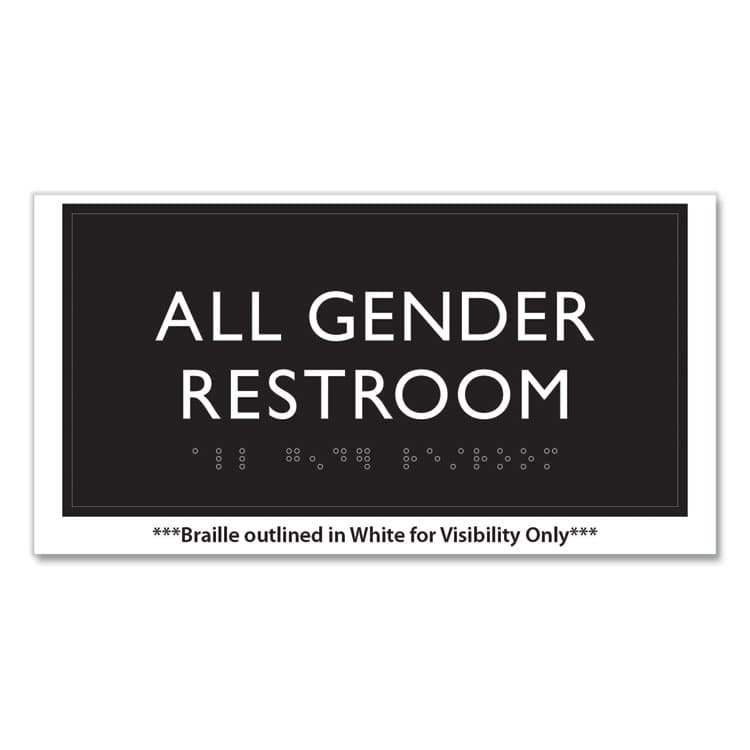 U. S. STAMP & SIGN ADA Sign, All Gender Restroom, Plastic, 4 x 4, Clear/White (USS69920) thumbnail 2