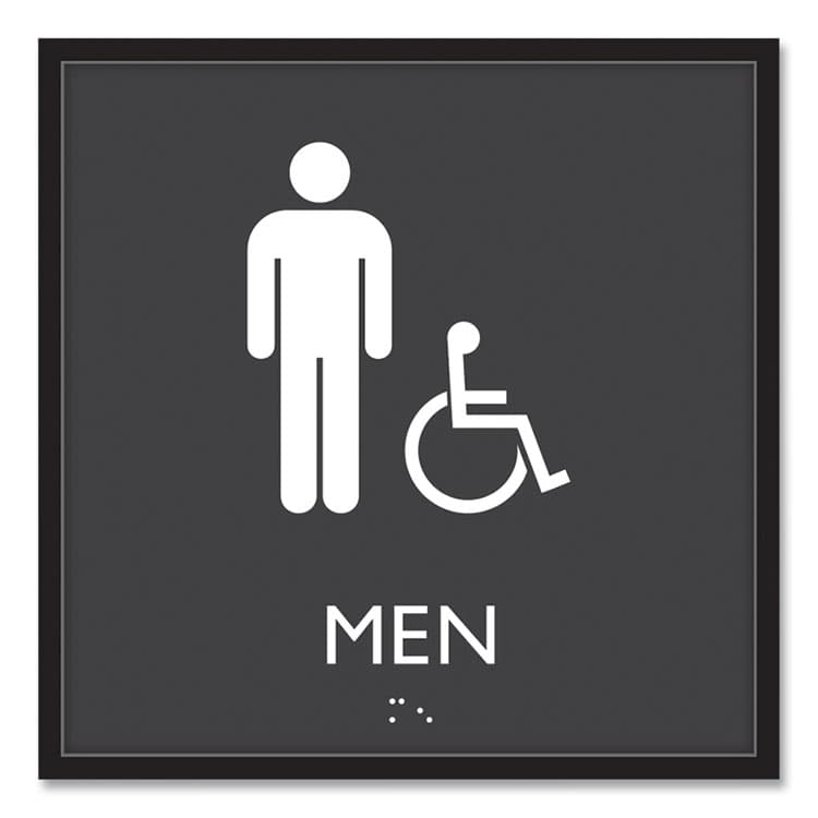 U. S. STAMP & SIGN ADA Sign, Men Accessible, Plastic, 8 x 8, Clear/White (USS66915)