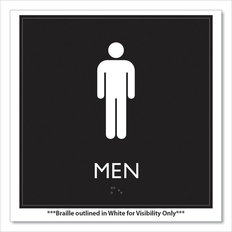 U. S. STAMP & SIGN ADA Sign, Men, Plastic, 8 x 8, Clear/White (USS66914) thumbnail 2