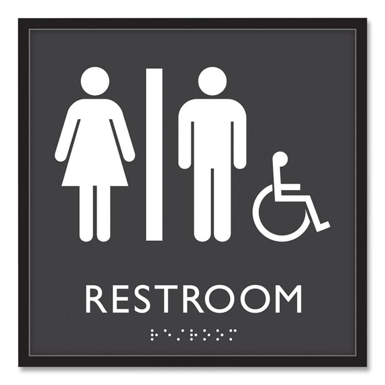 U. S. STAMP & SIGN ADA Sign, Unisex Accessible Restroom, Plastic, 8 x 8, Clear/White (USS66911)